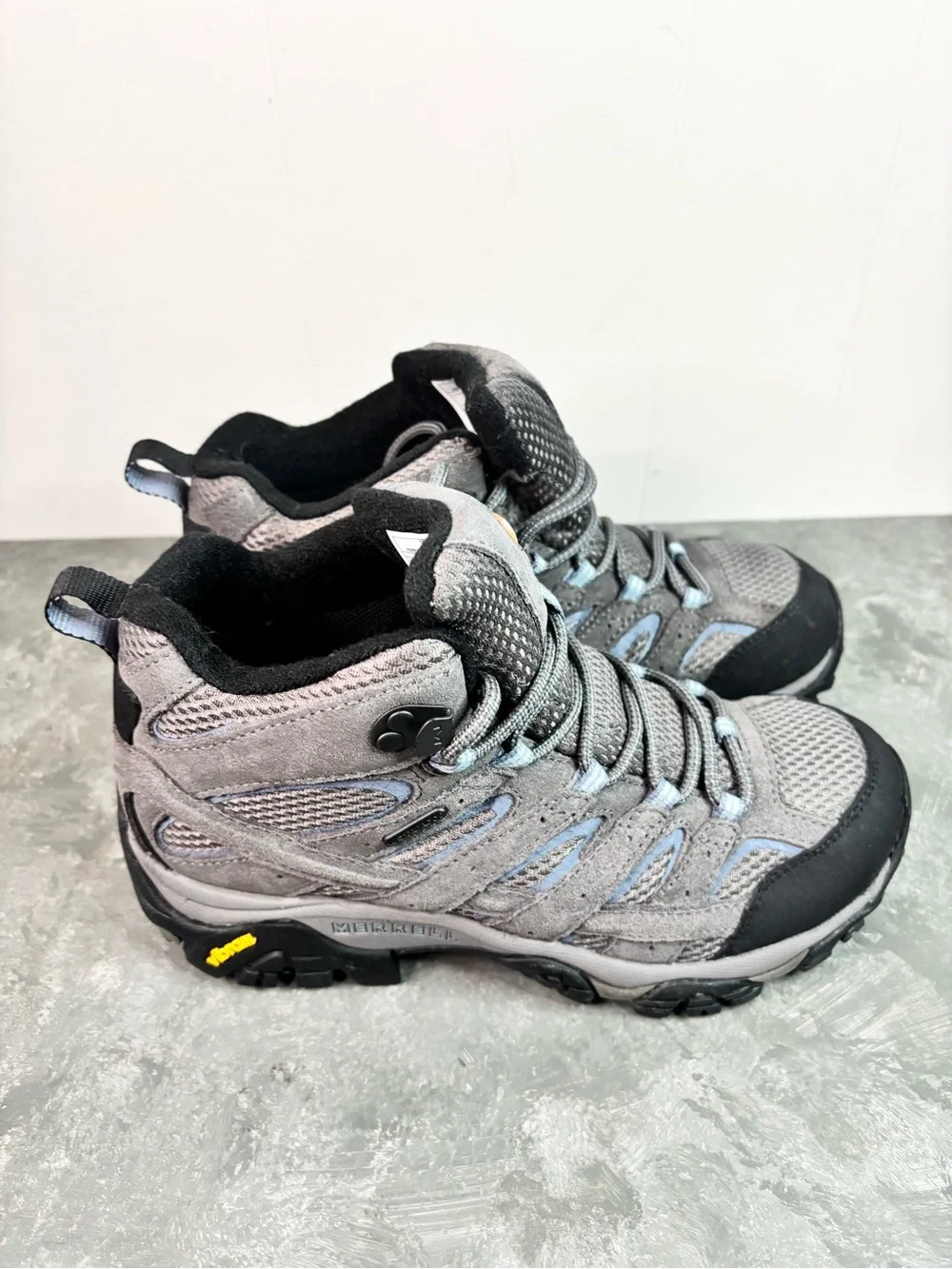 Merrell Women's Moab 3 Mid Waterproof Hiking Boots size 8 grey blue black